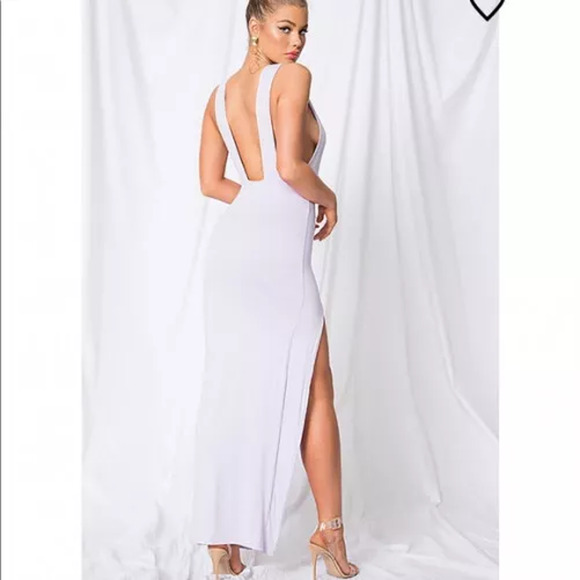 Superdown Erika Womens Dress Plunging Neckline High Slit Lavender Size L NWT - Picture 2 of 12